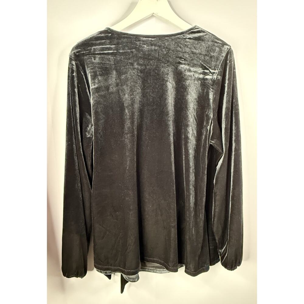Alfani Velvet Wrap Top Womens 2X Gray Black Velvet Holiday Evening Glam Party - Picture 4 of 10
